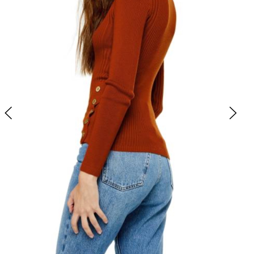 Topshop Side Button Sweater Rust Color - Size 4-6 - Picture 5 of 8
